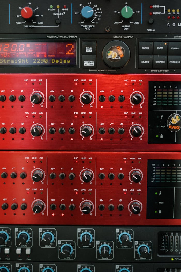 Red and Black Audio Mixer